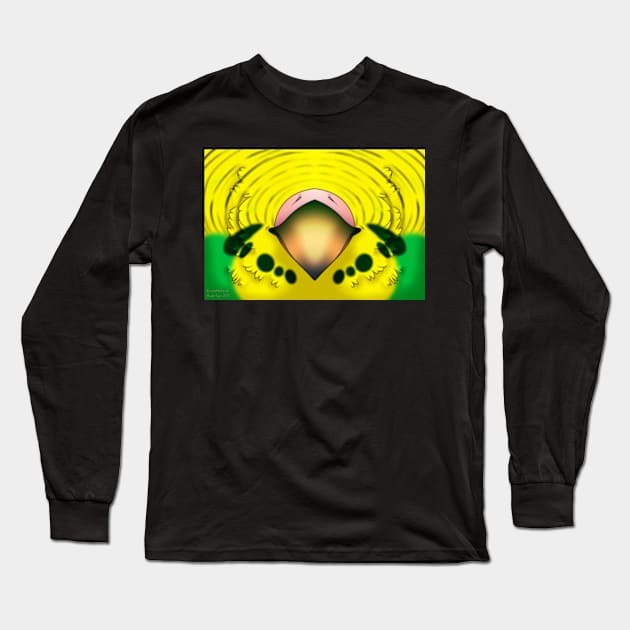 Yellow and Green Budgie Mask Long Sleeve T-Shirt by KeishaMaKainn